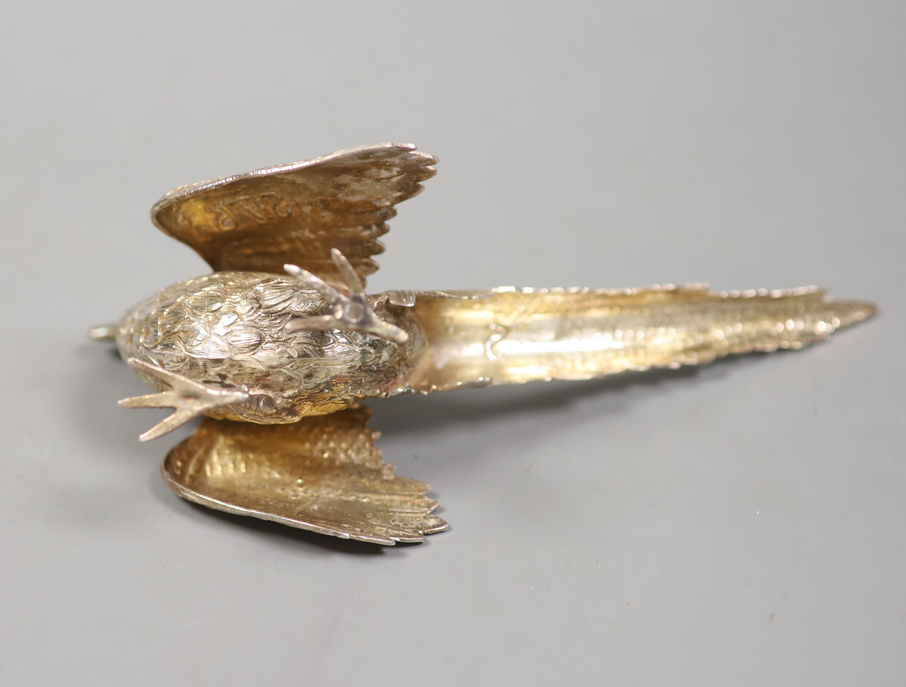 A model silver free-standing model of a pheasant, Sheffield, 1993, 17.7cm